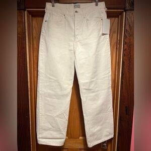 New Etica Stanton Button Up Jeans 29 Natural Relaxed Wide Leg 4" Cuff $228 Flaw*